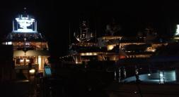 yachts at night