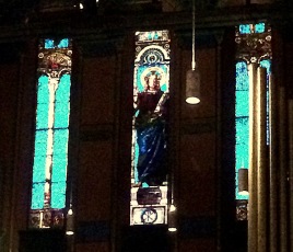 John LeFarge stained glass tryptych--tough to get a good photo of this, trust me, it's stunning!