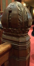 "Similar but different" finials on the pews.